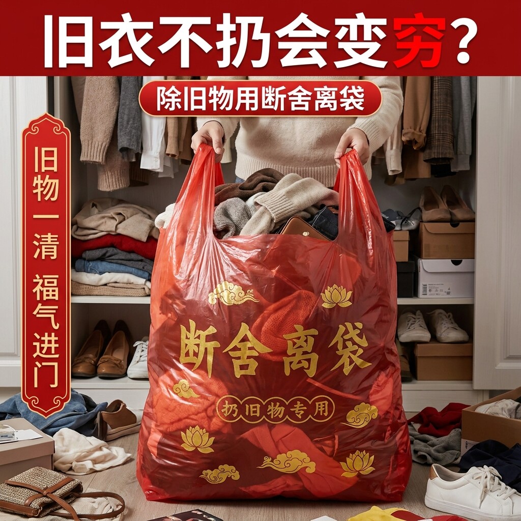 扔衣服用断舍离红色袋子加厚加大图片