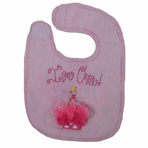 mud pie baby-newborn first birthday girl bib, cupca