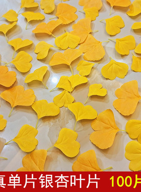仿真银杏叶片秋天黄色假树叶婚庆婚礼拍照摄影橱窗装饰假叶子落叶