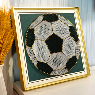 足球 钉子绕线画 diy材料或成品 手工作业 团建活动 客餐厅装饰画