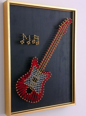 吉它音乐礼品 钉子绕线画diy材料包 团建手作 手工装饰画 缠绕画