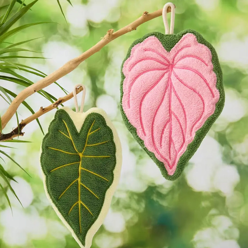 原创植物叶子擦手巾加厚吸水不易掉毛家用卫生间擦手毛巾挂式大号,家庭/个人清洁工具,厨房擦手巾,淘宝优惠券,粉丝福利购,淘宝优惠卷