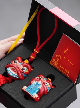 佛山醒狮摆件陶瓷交趾陶醒狮国潮