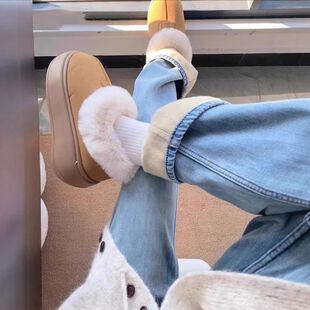 加绒加厚浅蓝色窄版直筒牛仔裤女秋冬2025新款小个子显瘦阔腿裤子