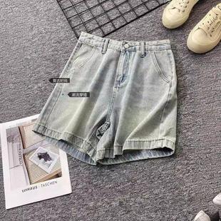 潮 休闲百搭三分热裤 2024年设计感时髦复古显瘦牛仔短裤 A字阔腿裤
