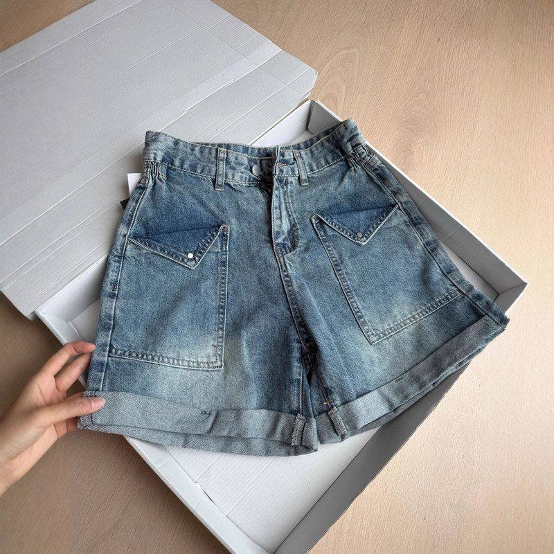 卷边三分牛仔短裤女夏季薄款2025新款侧松紧翻边高腰宽松显瘦热裤,女装/女士精品,牛仔裤,淘宝优惠券,粉丝福利购,淘宝优惠卷