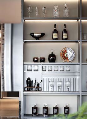 YOUPIN现代样板间酒柜软装摆件售楼处客厅柜搭配酒具酒杯装饰