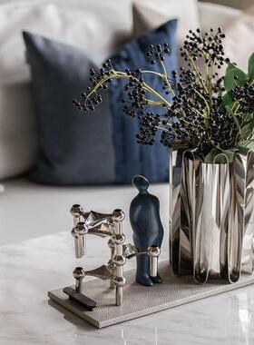 极简轻奢样板间茶几组合软装摆件