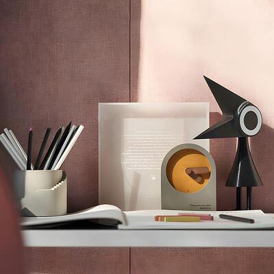 YOUPIN现代样板间儿童房书桌抽象小鸟笔筒组合桌面软装饰品摆件