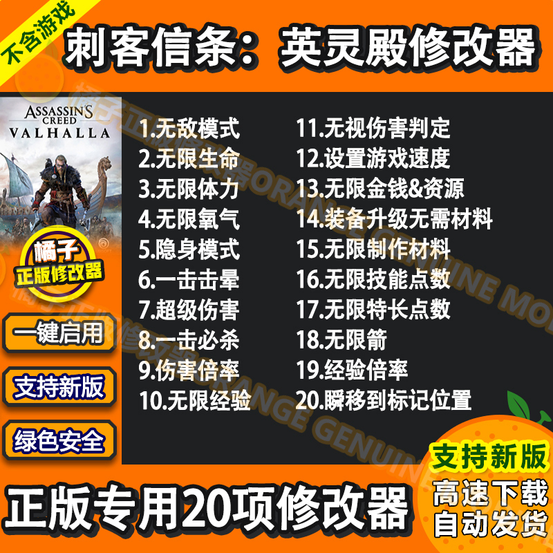 刺客信条：英灵殿 Steam专用修改器 正版Win电脑辅助 不含游戏