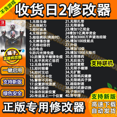 收获日2修改器联机PAYDAY 2科技收获日2辅助科技电脑Steam 无游戏