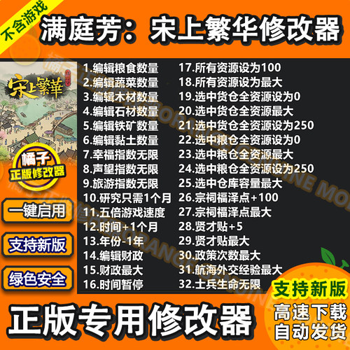 满庭芳：宋上繁华 修改器 Steam/Wegame 辅助存档魔改/不含游戏