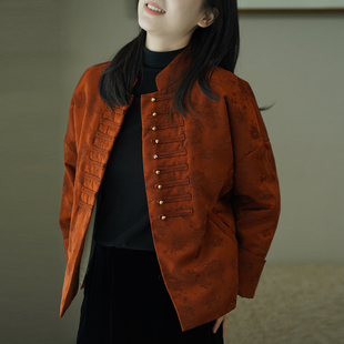 艾绘馆新中式 复古盘扣休闲宽松上衣 复古90白鹅绒保暖外套女秋冬季