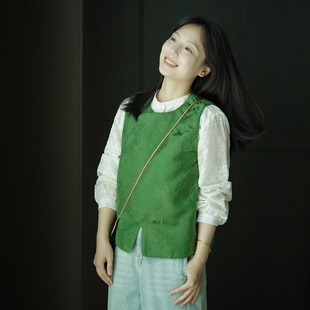 艾绘馆新中式 休闲国风马夹坎肩 复古立体提花织锦马甲背心女秋冬季