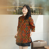 上衣 摩登优雅裙式 艾绘馆新中式 复古绢纺真丝香云纱连衣裙女春季