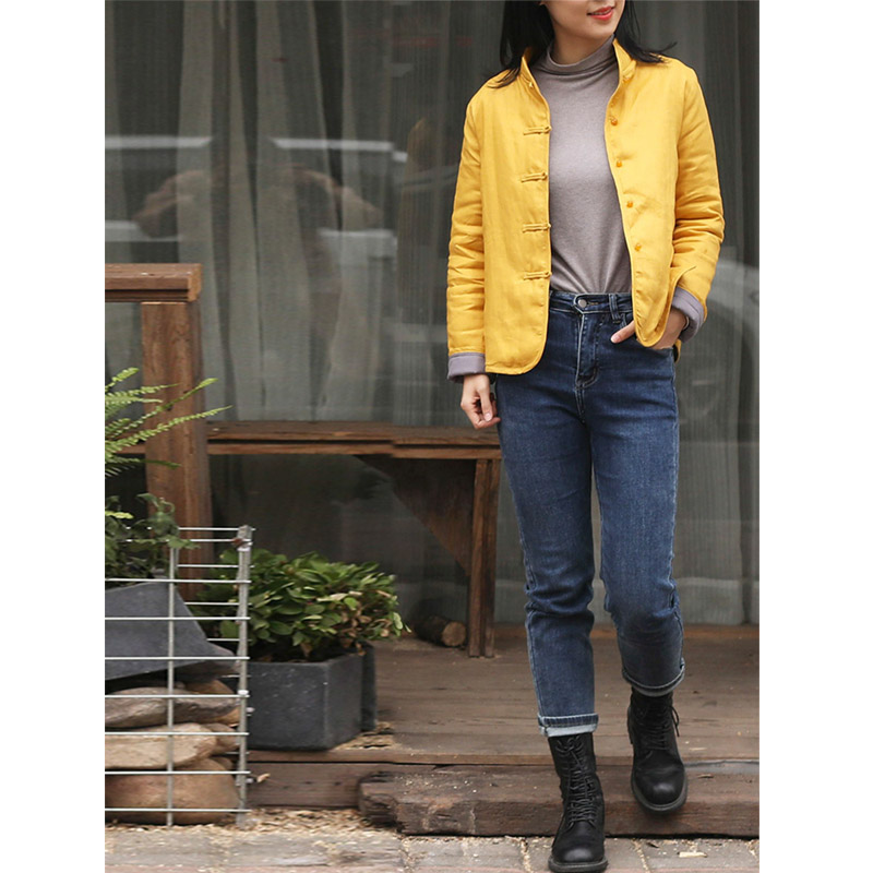 艾绘馆秋冬季中式复古女休闲盘扣