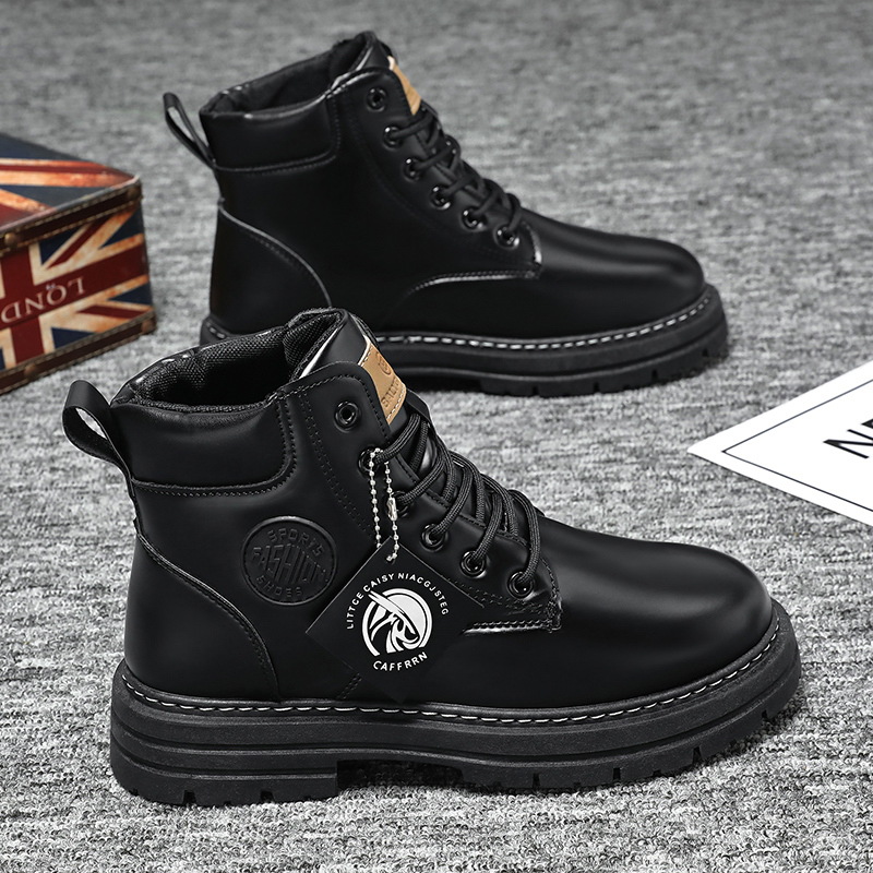 马丁靴男鞋秋冬季新款高帮工装靴子英伦风韩版时尚百搭厚底马丁靴