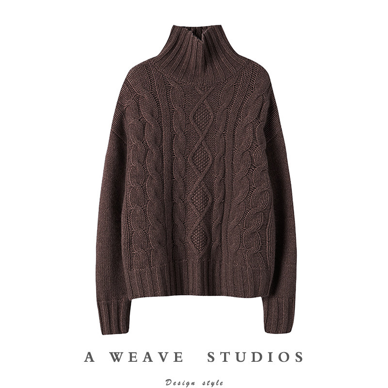 气场到位了~半高领羊绒衫女100%纯山羊绒加厚宽松秋冬新款针织,女装/女士精品,羊绒衫,淘宝优惠券,粉丝福利购,淘宝优惠卷