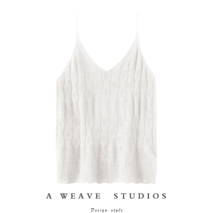 太哇塞啦 时髦细肩带羊绒吊带针织背心V领秋冬保暖修身