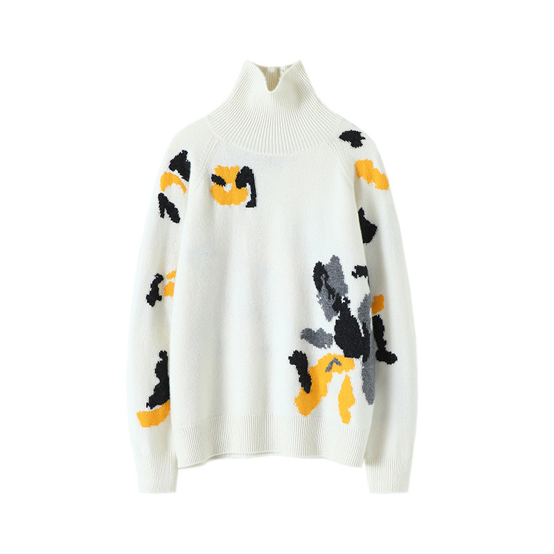 一眼定情~刺绣提花高领羊绒衫女加厚纯羊绒毛衣套头针织衫宽松,女装/女士精品,羊绒衫,淘宝优惠券,粉丝福利购,淘宝优惠卷