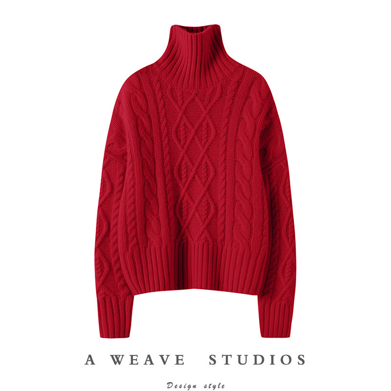 金贝绒纯羊绒~法式新年慵懒风红毛衣女本命年2024冬网红爆款,女装/女士精品,羊绒衫,淘宝优惠券,粉丝福利购,淘宝优惠卷