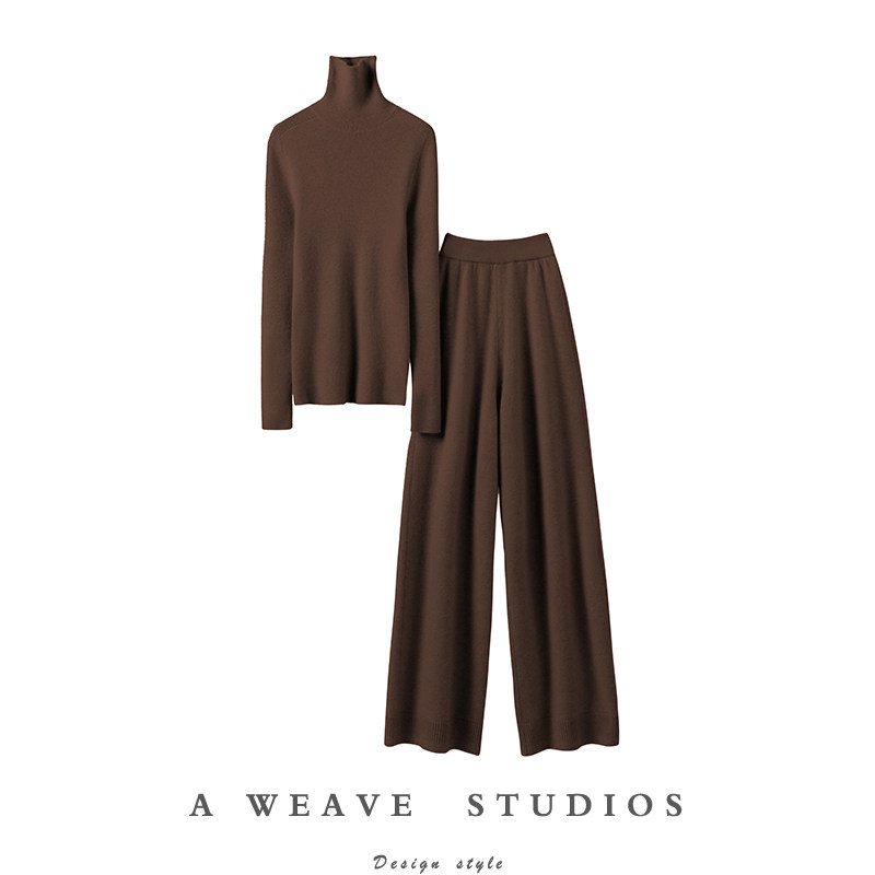 好穿气质到爆！美拉德高领纯羊绒毛衣直筒阔腿裤子休闲羊绒套装,女装/女士精品,羊绒衫,淘宝优惠券,粉丝福利购,淘宝优惠卷