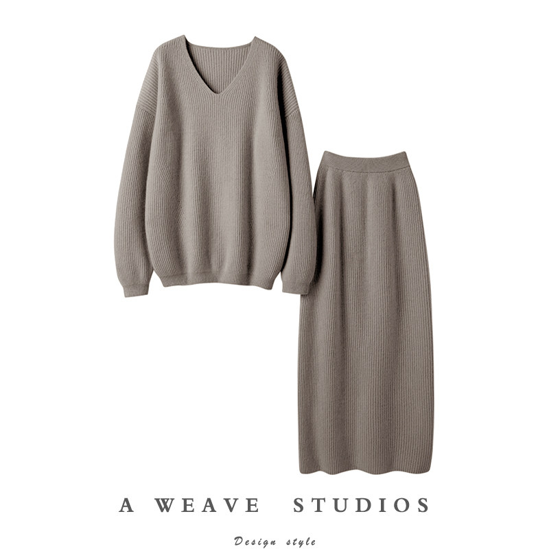 怎么穿怎么美~重磅加厚！山羊绒衫宽松毛衣半身裙休闲羊绒套装女,女装/女士精品,羊绒衫,淘宝优惠券,粉丝福利购,淘宝优惠卷