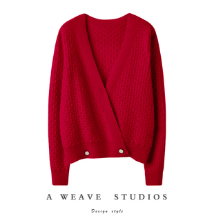 愿你被温柔以待！深V领羊绒开衫女纯山羊绒毛衣新款针织外套