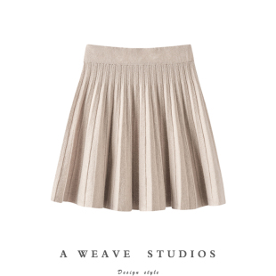 好穿极了~百褶羊绒半身裙显瘦A字小个子短裙女针织半裙子2024新款