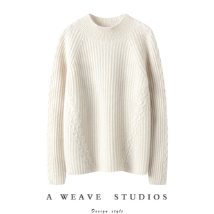 由内而外的精致~加厚羊绒衫女100纯山羊绒半高领宽松纯羊绒毛衣