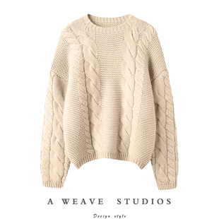 圆领加厚羊绒衫 色调高级 绞花纯羊绒毛衣 慵懒气质 CHAO好穿