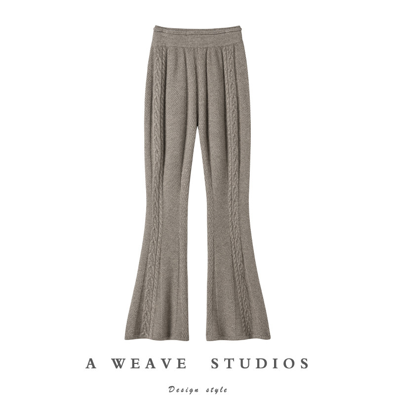 高段位裤型！加厚羊绒裤子女外穿纯羊绒微喇裤子针织休闲长裤秋冬