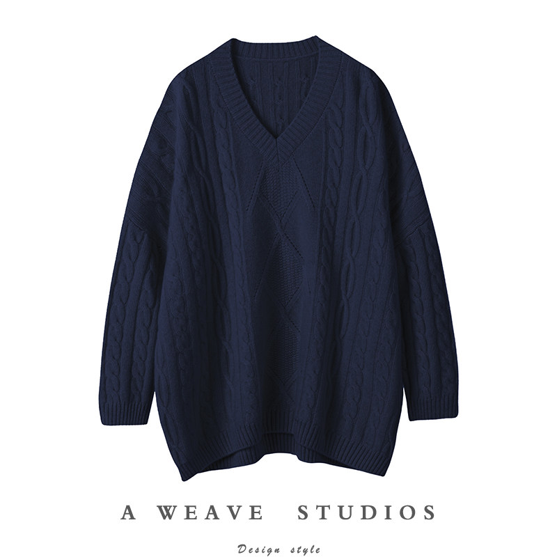 秒sha平庸凡物！大克重廓形v领绞花羊绒衫女套头冬纯羊绒毛衣加厚,女装/女士精品,羊绒衫,淘宝优惠券,粉丝福利购,淘宝优惠卷