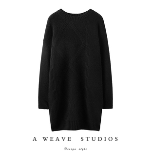 大冷天一件就足够了！重工加密织法羊绒衫中长款纯羊绒毛衣连衣裙