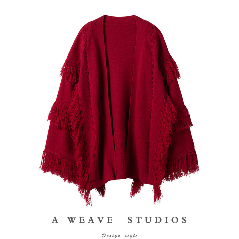 狂抬气质！大克重加厚流苏阔袖羊绒开衫女中长款纯羊绒毛衣外套冬,女装/女士精品,羊绒衫,淘宝优惠券,粉丝福利购,淘宝优惠卷