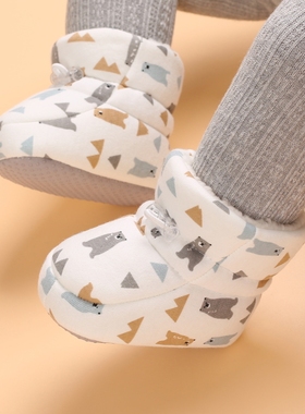 婴儿鞋子冬季新生儿防掉秋冬保暖鞋袜脚套女宝宝软底棉鞋步前鞋男