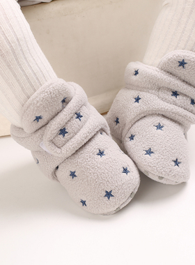 秋冬季0-1岁防掉软底宝宝学步鞋加绒加厚保暖婴儿棉鞋