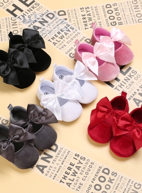 春秋婴儿周岁生日公主鞋软胶底红色防掉0-6-12个月7女宝宝9学步鞋