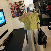 纯色简约百搭港风外套女 网红宽松薄款 短款 小西装 新款 2019夏季 韩版