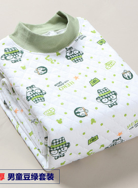 2025秋冬三层加厚外层内层纯棉儿童内衣套装女卡通长袖家居服宝宝