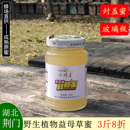 益母草蜂蜜天然农家自产 纯真高活性结晶土峰蜜500g玻璃瓶装原蜜