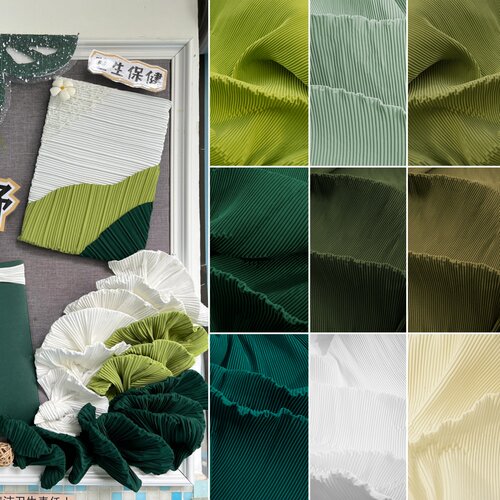 春季幼儿园环创绿色褶皱布皱纹布