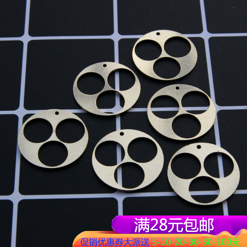 黄铜环保韩版24mm空心花圆形片饰品配件 DIY耳饰耳环项链吊坠材料