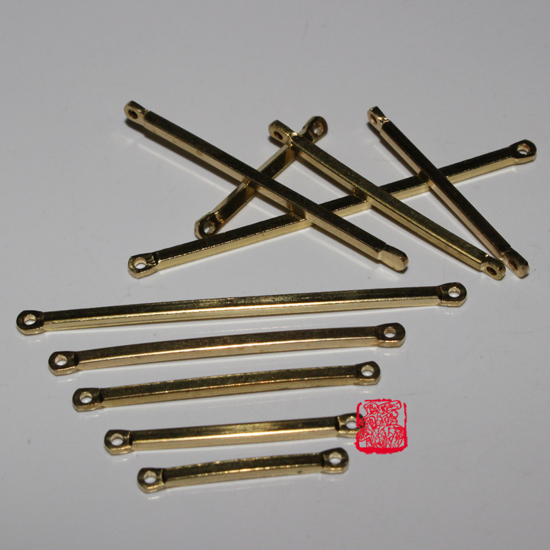 新款diy极简几何耳饰耳钉耳环配件 纯铜方形双孔连接棒饰品材料