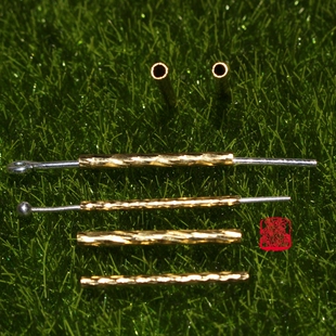 韩国流行Diy饰品配件 耳钉耳环材料 花纹可悬挂棍子吊坠铜棒 铜管