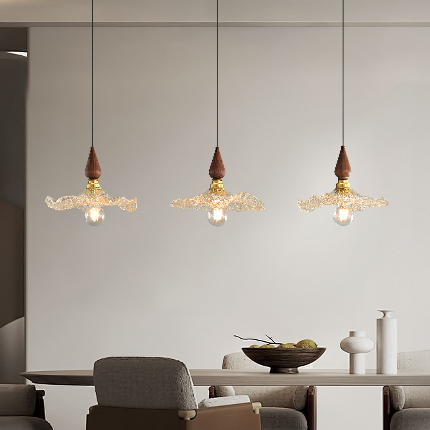 法式中古风长盘三头餐吊灯