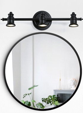 美式镜前灯卫生间led镜灯防水镜柜洗手间浴室灯壁灯黑色北欧灯具
