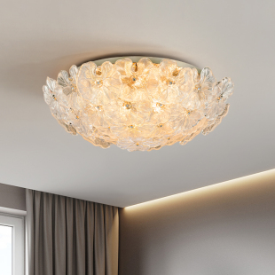 法式 灯具 轻奢吸顶灯玻璃冰荷卧室餐厅灯现代简约主卧房间灯新款