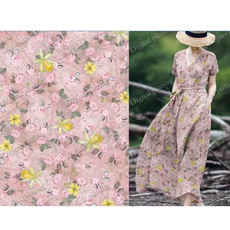 印花连衣裙苎麻吸汗中国风