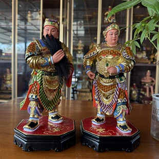 广泽尊王部将左右护法钦差太尉神像将军护卫香樟木站身神像文武将